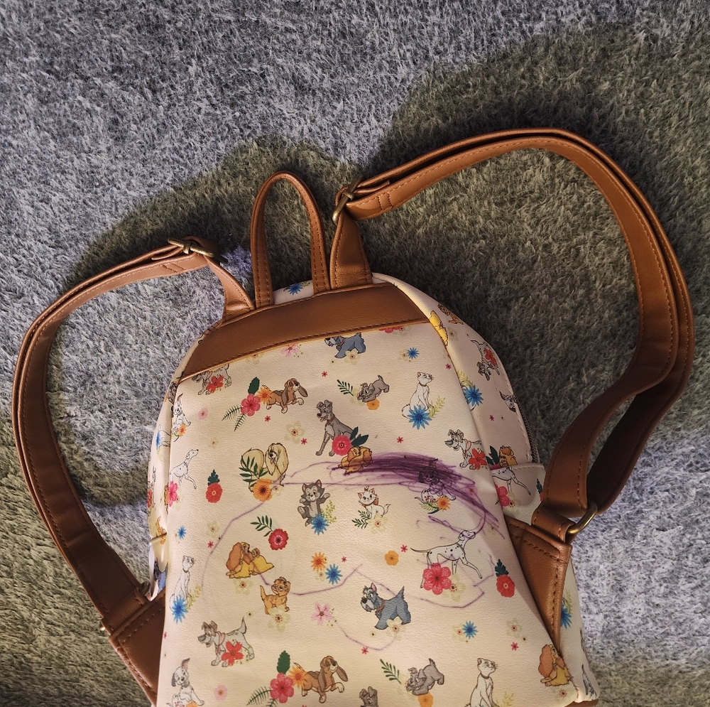 Loungefly Disney Pets Dogs & Cats Floral Backpack *FLAW - Picture 4 of 15